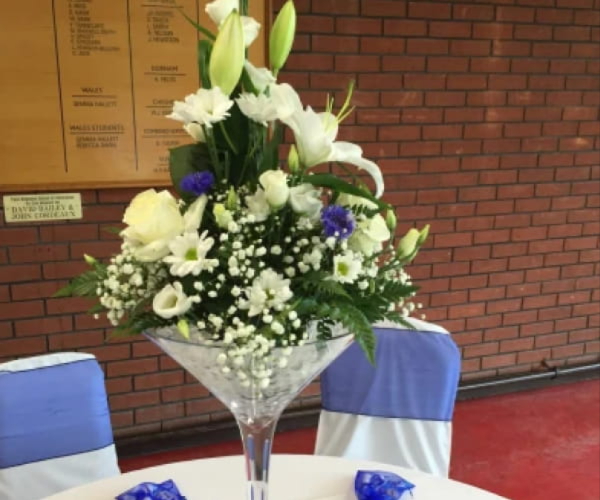 Wedding table flowers and venue arrangements by Virginia Carmen Designs