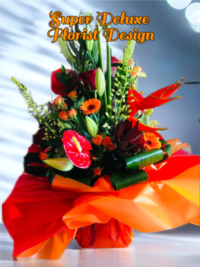 Super Deluxe Florist Choice - Super Deluxe luxury bouquet this will be a florist choice every bouquet will be unique and different each time to suit the client. Leave this for our talented florists to design and we guarantee you won't be disappointed examples shown in pictures attached of previous designs. a selection of mixed seasonal flowers, flowers may vary at peak times, our professional florists will make a beautiful bouquet with substitute flowers at the same value.

Same day delivery available please order before 1pm